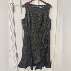 Calvin Klein Black and Gold Asymmetrical Dress